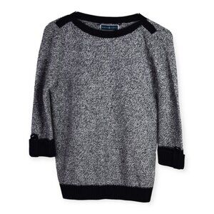 Karen Scott Sweater S Womens Knit Gray Long Sleeve Chunky 100% Cotton Pullover